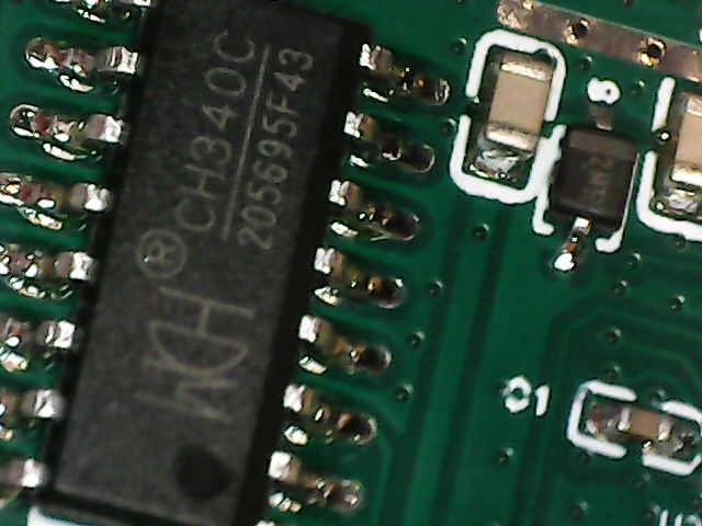 The CH340C USB-serial chip next to the USB-C port